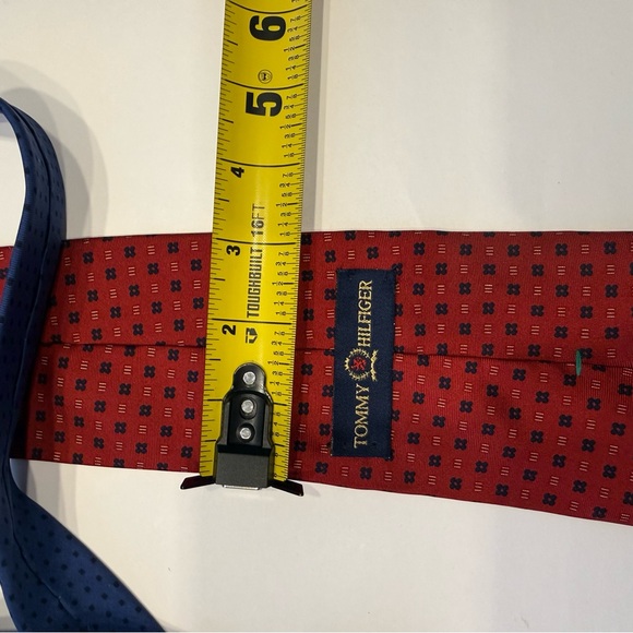 Tommy Hilfiger Red and Blue Patterned Ties Vintage made in USA silk - Picture 12 of 12